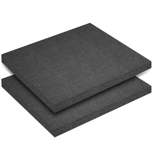 Polyurethane Foam Inserts, 2 PCS 16 x 12 x 1 Inch Black Cuttable Packing Foam Sheets for Tool Box, Camera, Crafts and Storage - size: 16 x 12 x 1 Inch