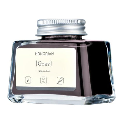 Hongdian Fountain Pen Bottled Ink Gray, 60ml Fountain Pen Ink Bottled for Writing and Calligraphy, Non Carbon - color: Gray