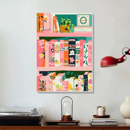 ICYANART Paint by Numbers for Adults Framed, Book Number Painting 8x12In | Book Paint by Number for Adults Beginners, Acrylic Fantasy Painting by Numbers, Book Number Painting - color: Books-7.8x11.8in