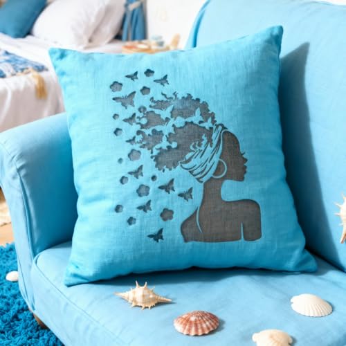 TIAMECH A4 Reusable Butterflies Hairstyle Girl Stencil for Painting | Fashion Earring Lady Layering Template, DIY Wall Art, Wood Furniture, Scrapbook & Crafts (8.3x11.7inch) - style: Butterflies Hairstyle Girl