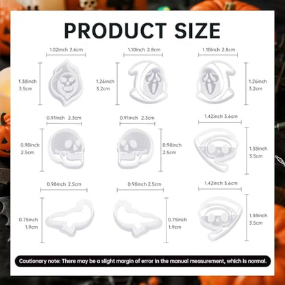 9pcs Halloween Horror Polymer Clay Cutters - Skeleton/Masked Ghost/Skeleton Crow/Demon Scythe, Ideal for April Fools' Day Earrings & Jewelry Making Supplies - color: Halloween Devil-2026