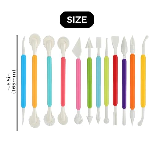 12pcs Cake Gummy Shaping Beginner Carving Supplies Decoration Carving Paste Ceramic Double Head Carving Tools, Used for Polymer, air Dried Clay, Modeling, Shaping, Cake Decoration - color: Mixcolor3
