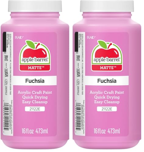 Apple Barrel, Fuchsia Acrylic Paint in Assorted Colors (16 Ounce), 21122, 16 Fl Oz (Pack of 2) - color: Fuchsia, size: 16 Fl Oz (Pack of 2)
