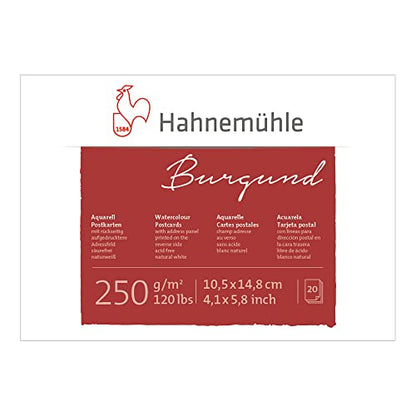 Hahnemühle Postcard Pad, Rough Surface, 20 Sheets, 4.13 x 5.83 inches, 250gsm, Watercolor, Blank Postcards
