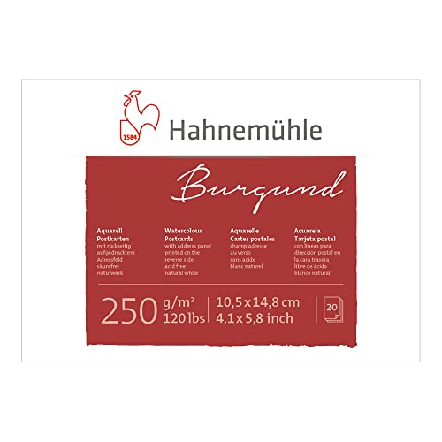 Hahnemühle Postcard Pad, Rough Surface, 20 Sheets, 4.13 x 5.83 inches, 250gsm, Watercolor, Blank Postcards