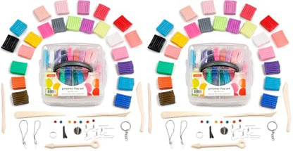 Incraftables Polymer Clay Kit – 24-Color Non-Toxic Oven-Bake Clay Set with Tools, Cutters, Molds, Jump Rings & Keychain Rings for Jewelry, Miniatures & Sculpting (Pack of 2) - size: Small (Pack of 2)