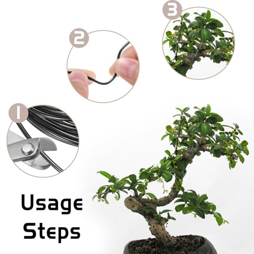 Bonsai Wire 2 Roll Black 1.5mm Aluminum Bonsai Training Wire for Fine Trunk | 2 Roll 65 Feet Total