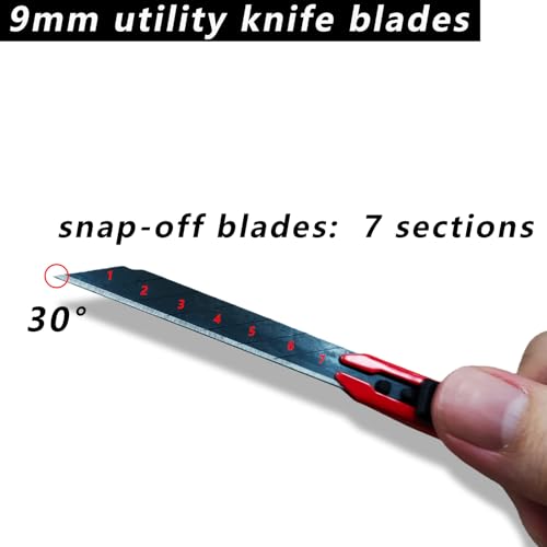 100Pcs Utility Knife Blades 30 Degree 9mm Snap Off Blades,Art Knife Replacement Carbon Steel Blades for Arts,Crafts,Carton,Box,Paper and Window Tint Cutting