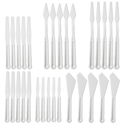 Bright Creations Plastic Paint Palette Knife Set Bulk (30 Pieces) for Art Crafts, Oil Acrylic Painting - Palette Knives