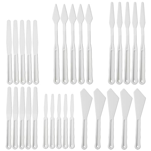 Bright Creations Plastic Paint Palette Knife Set Bulk (30 Pieces) for Art Crafts, Oil Acrylic Painting - Palette Knives