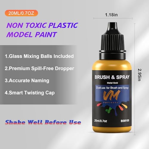 VM Model Paint,20ml Basic Color Acrylic Paint for Miniatures, Models,Crafts - color: Basic Color Set 8 Bottles