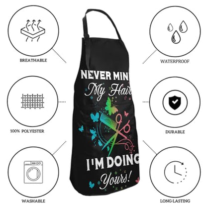 Giwawa Unisex Adult Apron Waterproof Stain Resistant Kitchen Cooking Apron with 2 Pockets for BBQ Grill Painting - color: Hairstylist