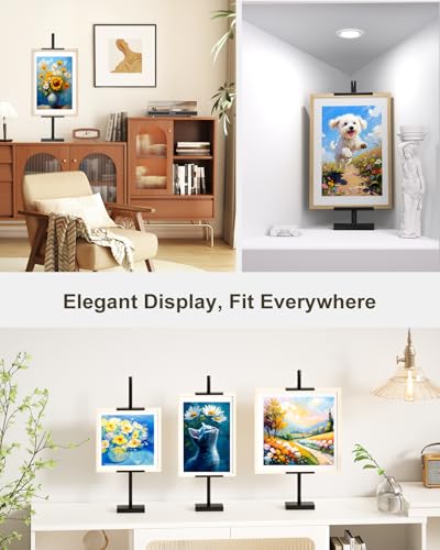Adjustable Tabletop Easel Stand, Picture Easels for Display Up to 29" H, Metal Picture Frame Holder Stand Table for Art, Photo (Black) - color: black