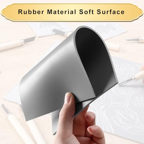 4 Pack Linoleum Blocks for Printmaking, 8 X 10 Inch Rubber Sheets | Soft Rubber, Easy To Carve, For Stamps, Cards, Prints, Beginners And Artists - size: 8 x 10 Inch