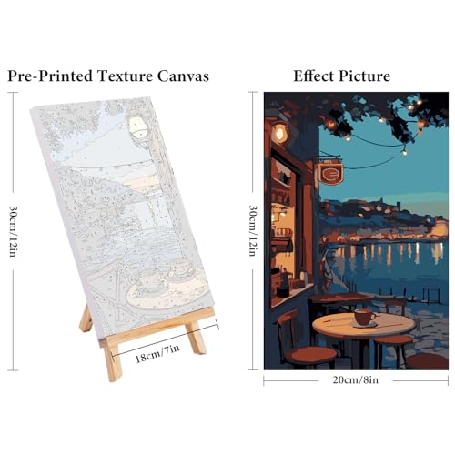 4 Pack Framed Paint by Numbers Kit for Adults Coffee with Wooden Easel - color: FOP4P-08