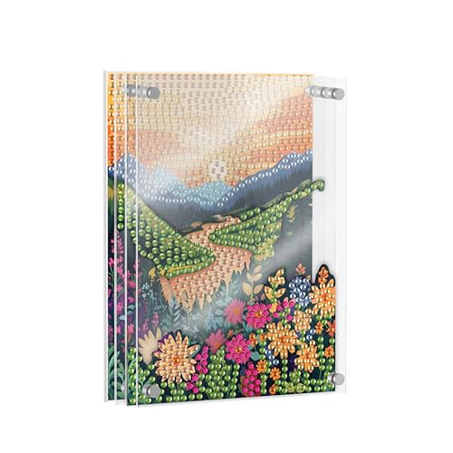 SKRYUIE DIY Acrylayers Diamond Art Kits for Adults, Landscape Multi-Layer Acrylic Diamond Painting Kits, 4-Layered Magnetic Stand-Up Tabletop Decor, Unique Multi-Dimensional Craft Gift 4x6 Inch A20 - color: Colorful-20