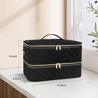 Nail Polish Organizer Bag Holds 50+ Bottles (15ml/0.5 fl.oz) &UV Nail Lamp - color: 03-Black, size: 50 Bottles