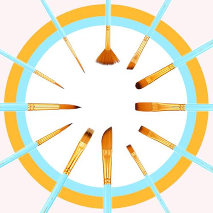 Transon Artist Paint Brush Set of 12 for Acrylic Watercolor Gouache Oil Craft Painting Blue - color: 12 Pcs Blue