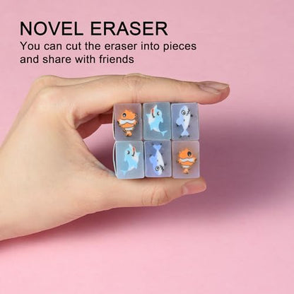 HILAZA 18Pcs Cute Sea Animal Erasers for Kids Bulk, Kawaii Fun Pencil Jelly Erasers for School Classroom Supplies Prize Gifts Party Favors - style: SEA ANIMAL