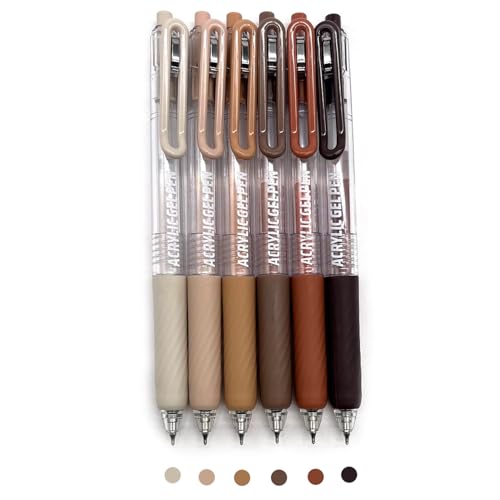 6 Colors 0.7mm Fine Pointed Acrylic Gel Pen Set,brown | Fit for Drawing Creation, Daily Painting, Coloring, Card Making, Journaling - color: Orange