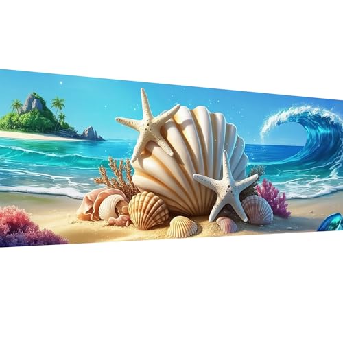 SKRYUIE 5D Large Diamond Painting Kits Beach - DIY Diamond Art Kits for Adults Shell, Full Round Drill - Crystal Embroidery Cross Stitch - Craft for Wall & Office Decor - 12x30 inch / 30x80 cm B3 - color: colorful-9