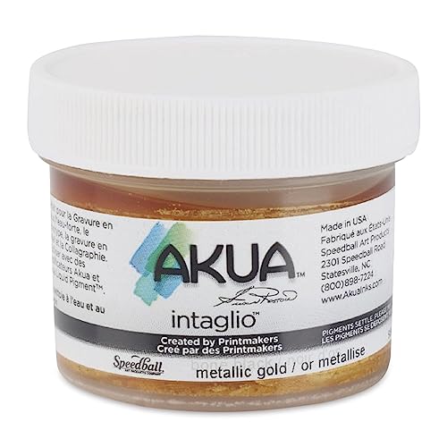 Akua Intaglio Water-Based Ink, 2-Ounce Jar, Metallic Gold - color: Metallic Gold, size: 2 fl oz