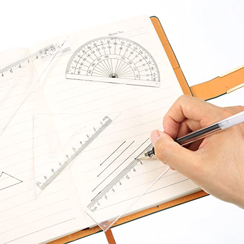 Zonon 16 Pcs Geometric Drawing Templates Kit, Drafting Stencils Measuring Rulers 12 Inch Aluminum Architect Scale Building Geometric Plastic Ruler for Design School Studying Office Building