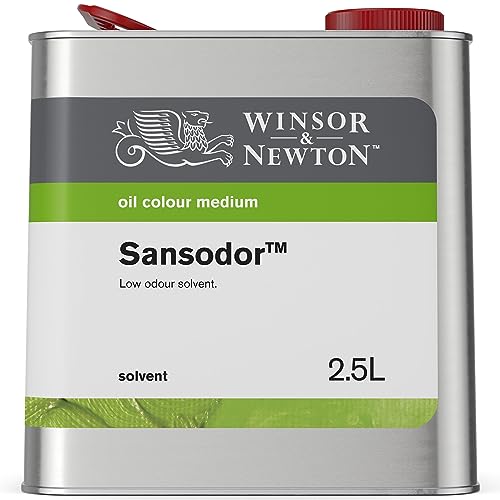 Winsor & Newton Sansodor Low Odor Solvent, 2.5 Litre (84.5-oz) Can | Safe, studio-friendly low-odor solvent that thins oil paints, cleans brushes, and replaces turpentine without harsh fumes. - color: Sansodor Low Odor Solvent, style: 84.5-oz Can