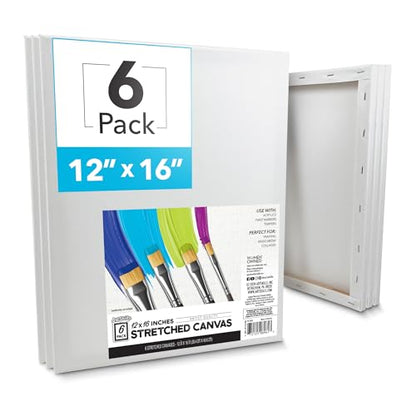 ArtSkills Stretched Canvas for Painting, 12x16 Canvas, 6-Pack Framed | Blank Canvas, Premium Wood Frame, Painting Supplies for Artists - size: 6-Pack 12x16
