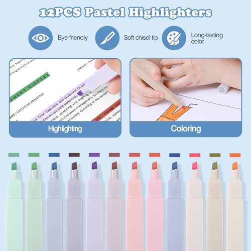 MoKo Pencil Case with Supplies, 56Pcs Aesthetic School Set, Pink | Includes 12 gel pens, 12 highlighters, 6 mechanical pencils, refills, sticky notes, index tabs, rulers and correction tapes. - color: Pink-56P