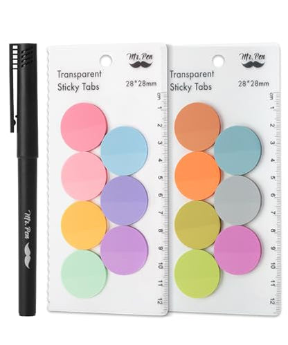 Mr. Pen- Round Transparent Sticky Notes, 1.1” Diameter, 14 Pads, 560 Sheets - color: Macaron, size: 560 pcs