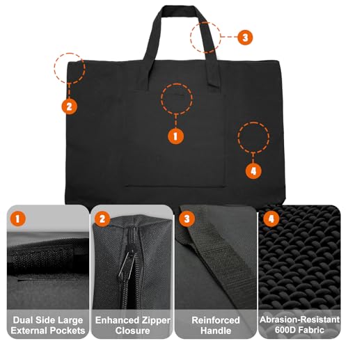 Cupohus Waterproof Art Portfolio Bag 23" x 32" with Outer Pockets and Handle, Student Carrying Storage Bag - size: 23" x 32" x 2"