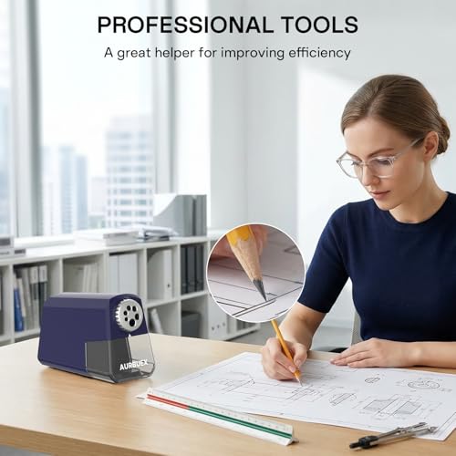 Heavy Duty Electric Pencil Sharpener-6-Hole for 6-12mm Pencils,Auto Start/Stop,Fast 4s Sharpening,Zinc Alloy Blade,10,000+ Sharpenings-Ideal for Classroom,Office & Art Use,Blue(S260) - color: Blue
