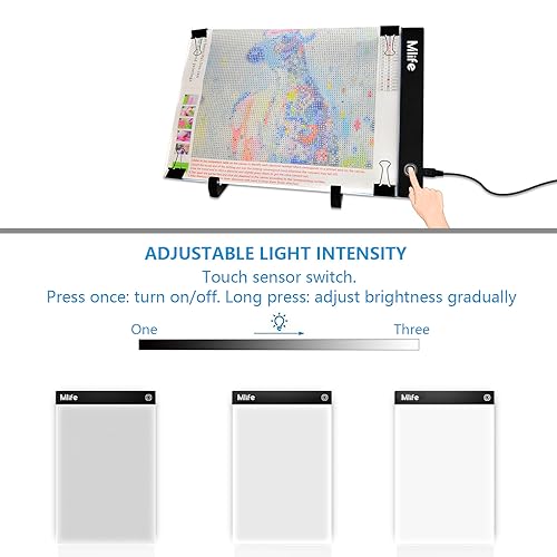 Mlife Diamond Art Painting A4 LED Light Pad - Dimmable Light Board Kit, Apply to Full Drill & Partial Drill 5D Diamond Art with Detachable Stand and Clips - style: A4 kits