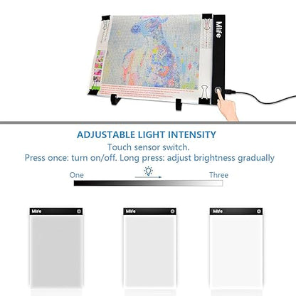 Mlife Diamond Art Painting A4 LED Light Pad - Dimmable Light Board Kit, Apply to Full Drill & Partial Drill 5D Diamond Art with Detachable Stand and Clips - style: A4 kits