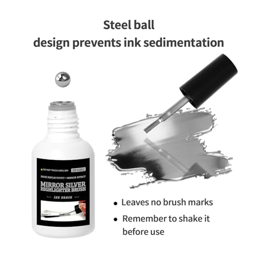 High Gloss Metallic Silver Acrylic Paint, Reflective Premium Shine, 0.68 fl oz - color: Silver