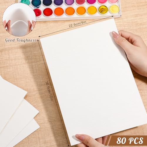 80 Sheets Watercolor Paper 9x12 Inch, 110 Lb/230 GSM, Cold Press - size: 9x12Inch