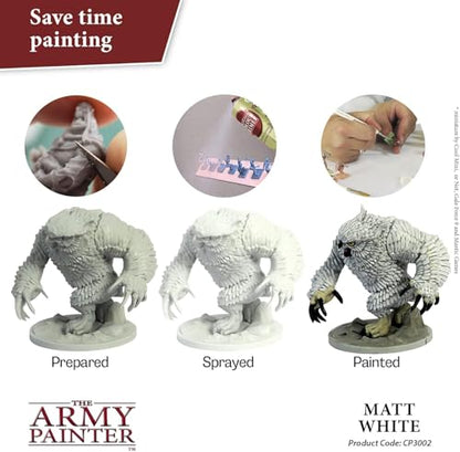 The Army Painter, Colour Primer Matt White, 400 ml acrylic spray | Spray Paint Basecoat for Miniature Model Undercoat Priming, Plastic Wargames, DnD & Warhammer - color: Matt White