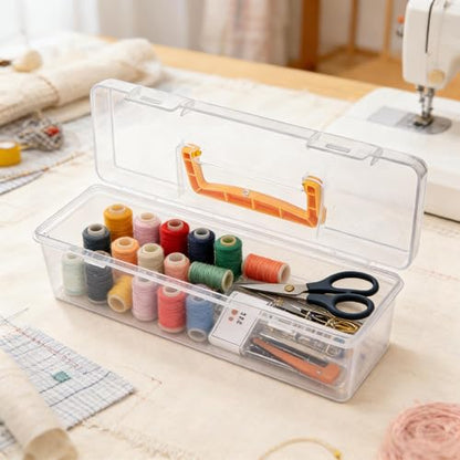 Tosnail 3 Pack Plastic Box with Handle, Portable Storage Container, Organizer Cases for Art Painting Supplies, Crafting Tools, Sewing Accessories, Ribbons, Washi Tapes, Pottery Tools, Nail Polish