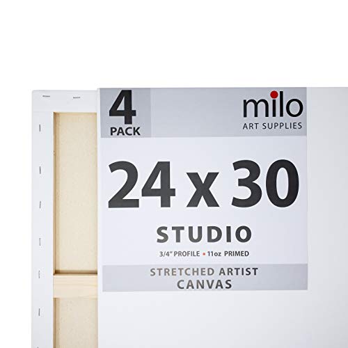 milo Stretched Artist Canvas, 24x30 inch, 4 Pack, 3/4” Inch Profile - size: 24" x 30" Pack of 4