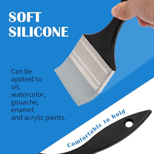 Falling in Art 5Pcs Silicone Paint Brush Set, Flat Shaped Painting Tool - size: 1''&1.5''&2''&2.5''&3''