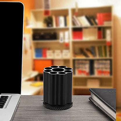 Rotating Revolver Pen Holder, Gun Cylinder Pen Holders, Favorite Pencil Holder and Perfect Stationery Supplies (Black) - color: black