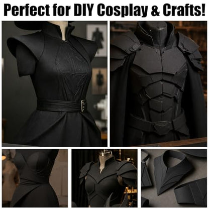 DIYASY 2 Pack EVA Foam 2mm, 49 x 13.5in Black EVA Cosplay Foam Roll Large | Premium Foam Sheet for Crafts DIY Projects Cosplay Costume High Density