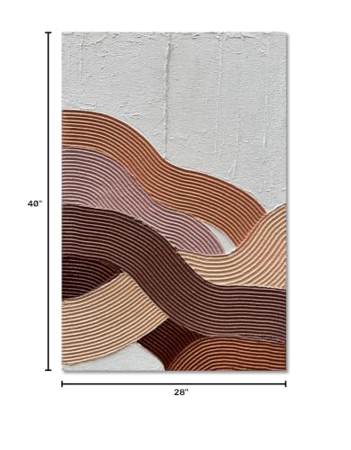 Art Hand-Painted Modern Abstract Art Brown red and White Textured Oil Painting Family Living Room Hallway Wall Art Deco 40x28 inches - color: Yi091