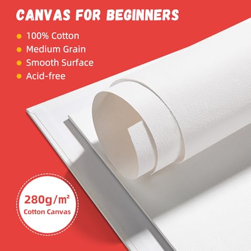 12 Pack 5x7 Inch Small Flat Canvas Boards for Kids Painting | Gesso Primed Acid-Free 100% Cotton Blank Canvas Panels, Non Toxic - size: 5"x7"
