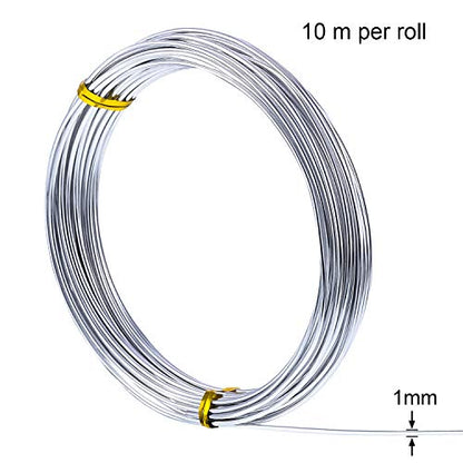 1 Roll Tecunite Aluminum Wire Craft Wire, 10 M X 1 mm, Silver - color: Silver, size: 10000 mm x 1 mm