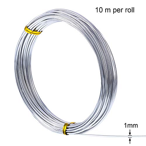 1 Roll Tecunite Aluminum Wire Craft Wire, 10 M X 1 mm, Silver - color: Silver, size: 10000 mm x 1 mm