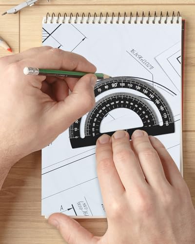 Honagu Triangular Ruler Set, 4 Pieces Aluminum Alloy Ruler, Metal Drafting Ruler, Geometric Protractor for Students, Draftsmen, Engineers, School Office Supplies (Black) - color: Black