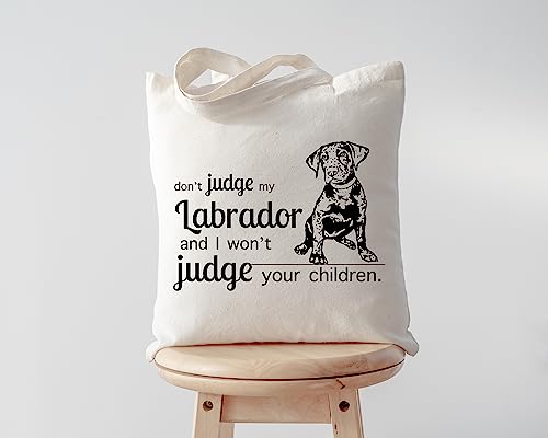 Pet Studio Art Don't Judge My Dog Tote Bag - color: Labrador