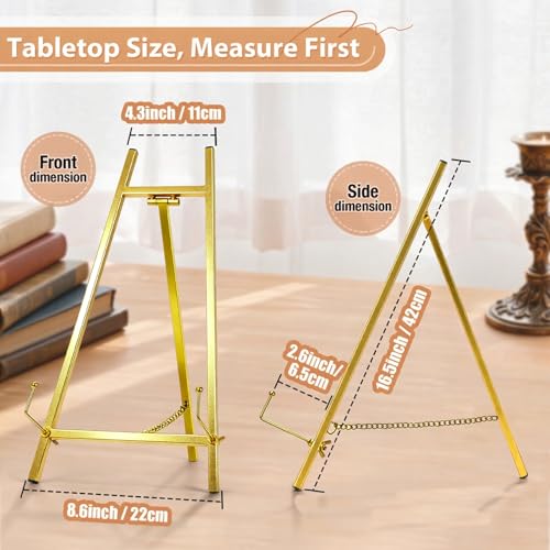 16.5" Metal Easel Stand for Sign – Elegant Table Top Easel for Display, Heavy Duty Tabletop Picture Easel Stand for Wedding Sign, Picture Frame, and Art (Gold) - color: Gold, size: 16.5 Inch